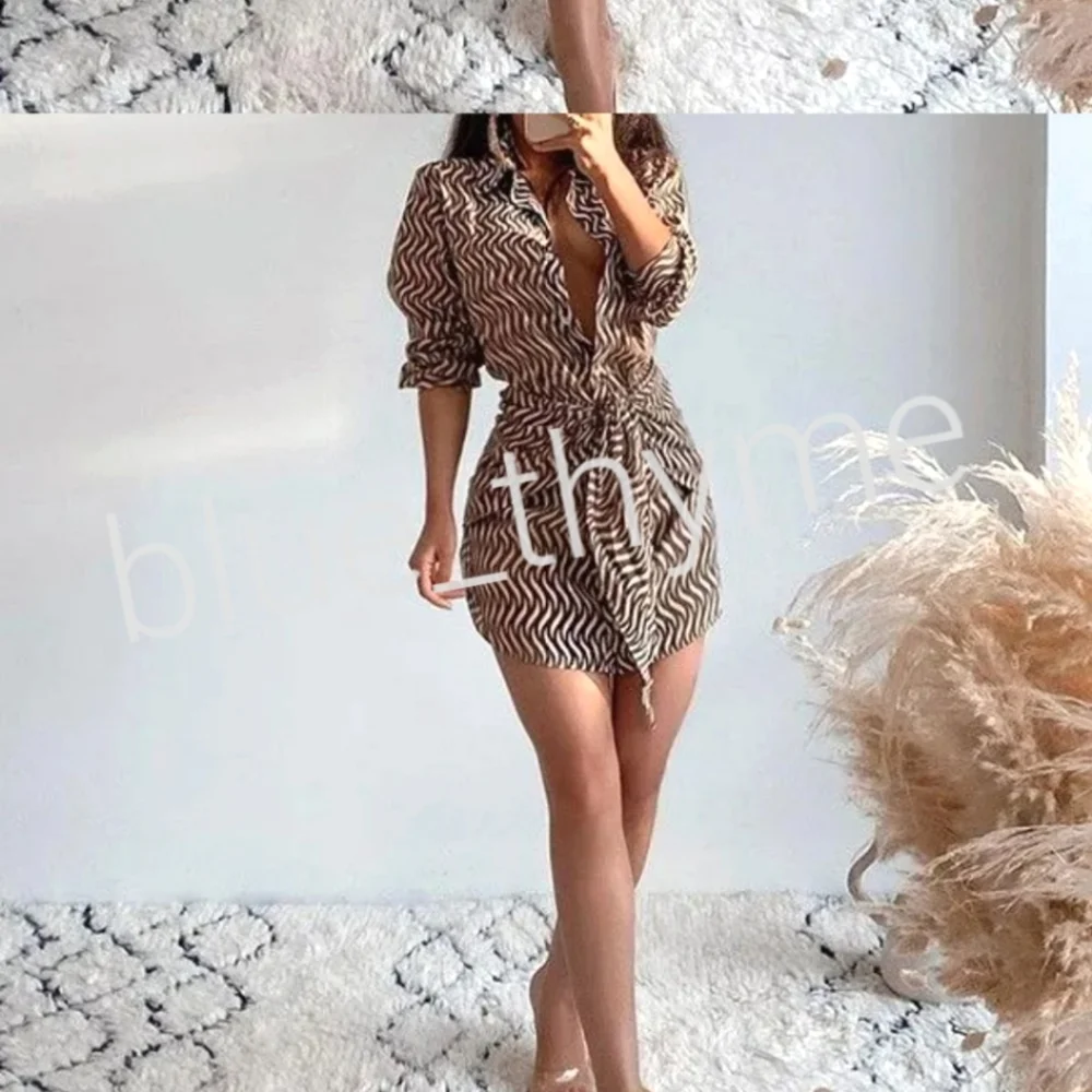 Zara WOMANS Printed Dress With Knot - Picture 4 of 9